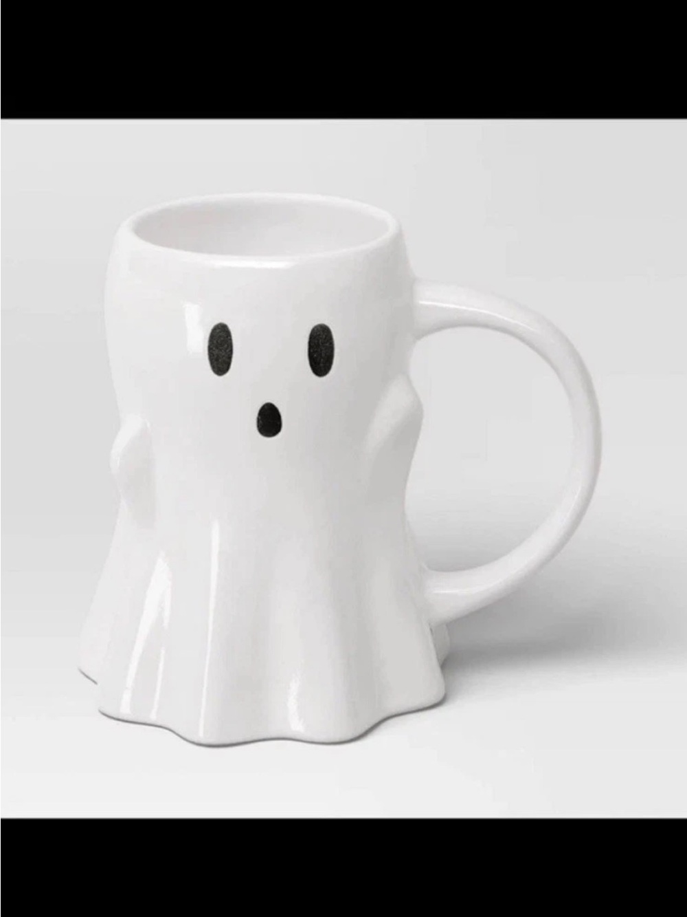 White Ghost Ceramic Mug with Playful Face - Cute Drinkware